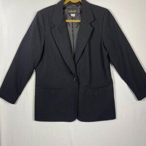 Women's Requirements SZ 12 Black Blazer Jacket Lined Made in USA Business Wear